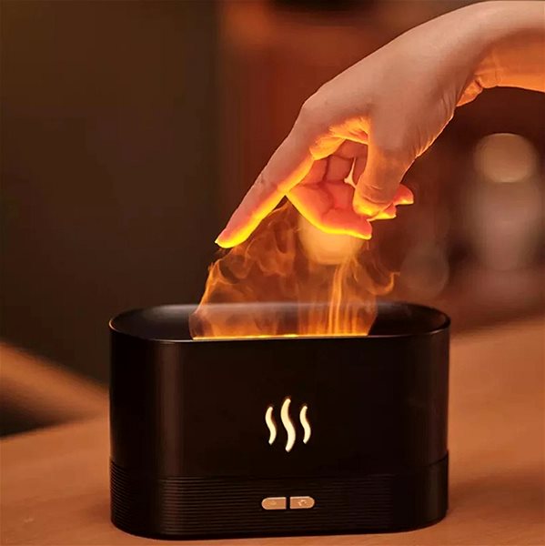 Air Humidifier CEN Humidifier with LED fire effect, diffuser, black ...