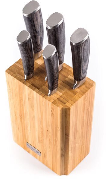Sada nožov Gourmet Stone 5 ks + bambusový blok ...