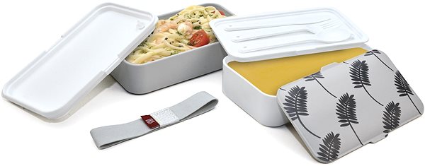 Lunch Box IRIS Barcelona Lunch Bento Box with cutlery - grey leaves ...