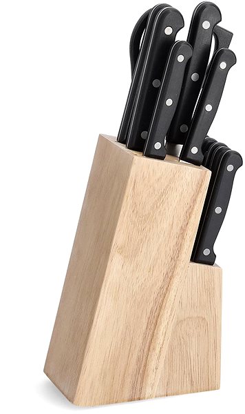 Sada nožov Zeller Blok s 12 nožmi, kaučukové drevo, 9 × 12 × 32,5 cm ...