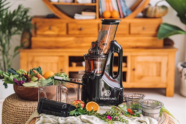 Juicer BRAWIUM Life Screw Juicer B-365, black + free book ...