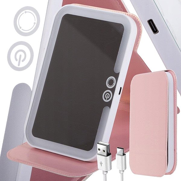 Makeup Mirror Verk 27178 LED Cosmetic Mirror Backlit Pink ...