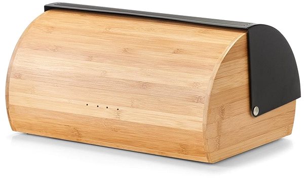 Brotkasten ZELLER Bambus-Brotkasten mit schwarzem Deckel, 39 × 27 × 19 cm ...