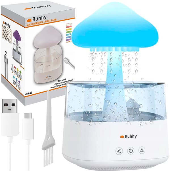 Air Humidifier Ruhhy 24378 Multifunctional humidifier sponge, 10 W, 450 ml, white ...