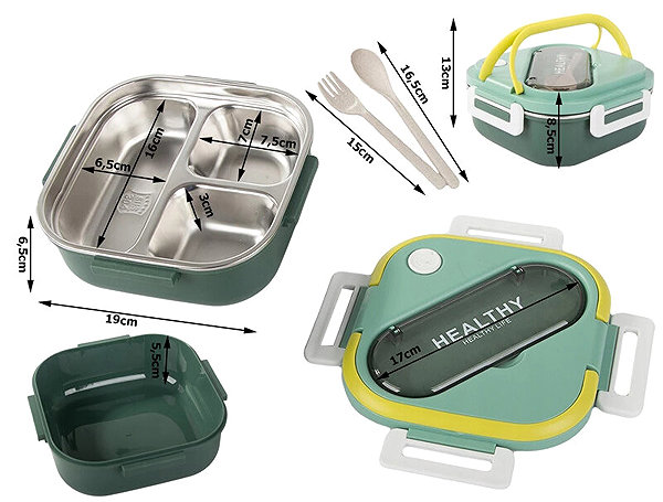 Lunch Box Verk 07332 Snack box with compartments and cutlery 1000 ml, pink ...