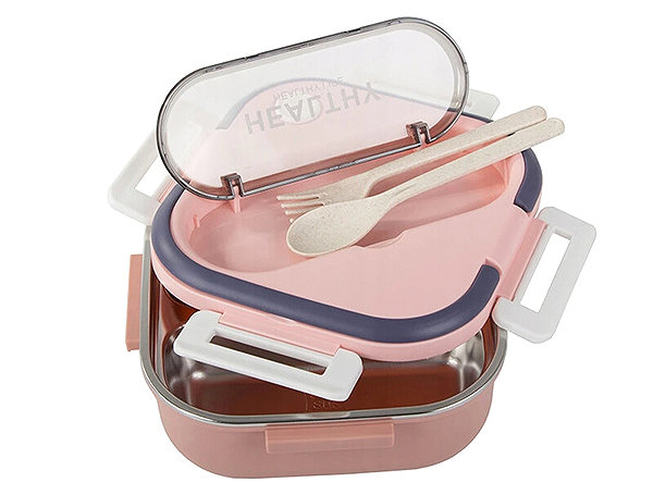 Lunch Box Verk 07332 Snack box with compartments and cutlery 1000 ml, pink ...
