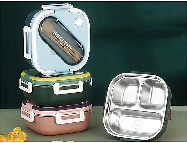 Lunch Box Verk 07332 Snack box with compartments and cutlery 1000 ml, blue ...