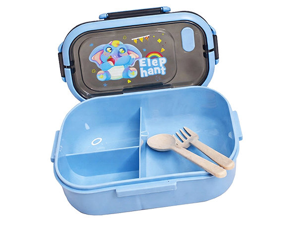 Lunch Box Verk 07333 Snack box with compartments and cutlery, blue ...