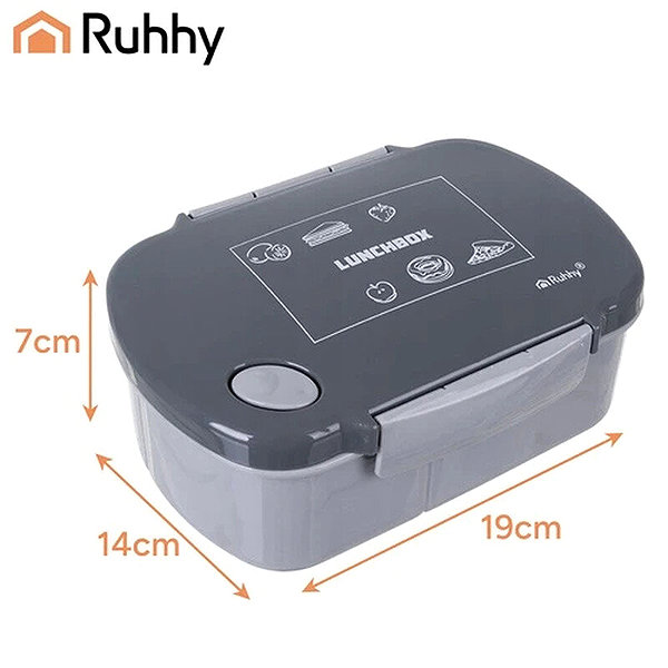 Lunch Box Ruhhy 26169 Snack box with compartments 800 ml, grey ...