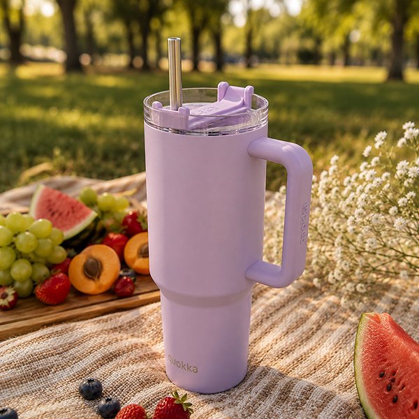 Thermal Mug Quokka Stream with Straw 1200ml, Purple ...