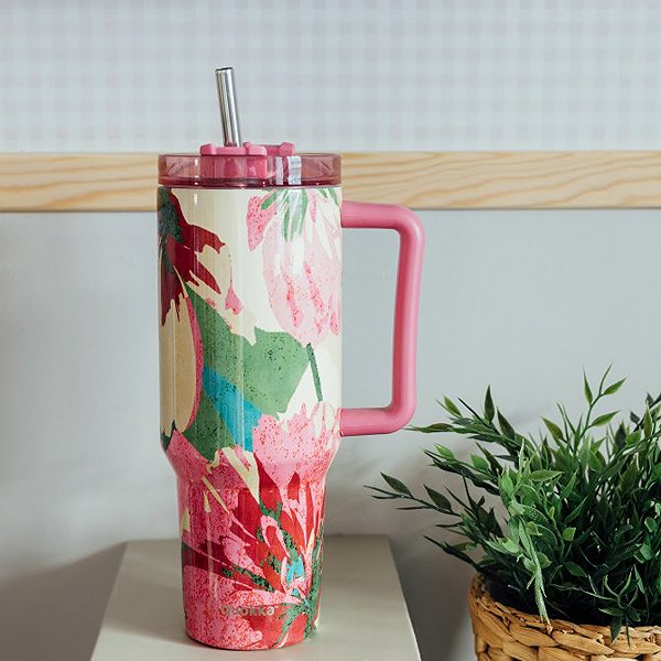 Thermal Mug Quokka Stream with Straw 1200ml, Pink Flambe ...