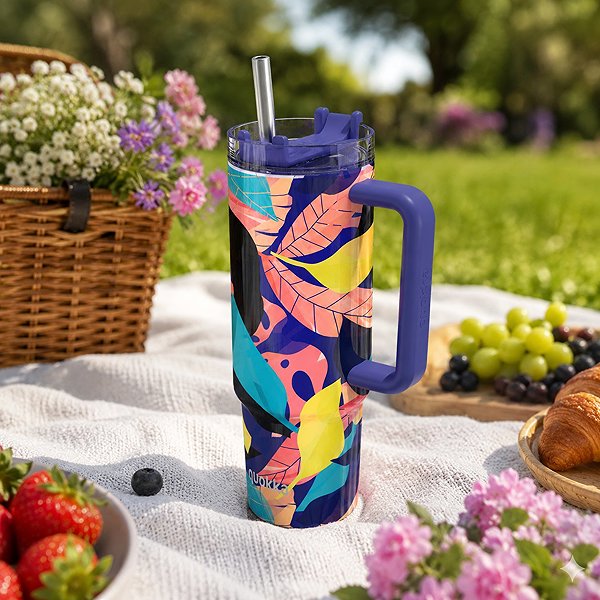 Thermal Mug Quokka Vibe Thermal Mug with Straw, 880ml, midnight forest ...