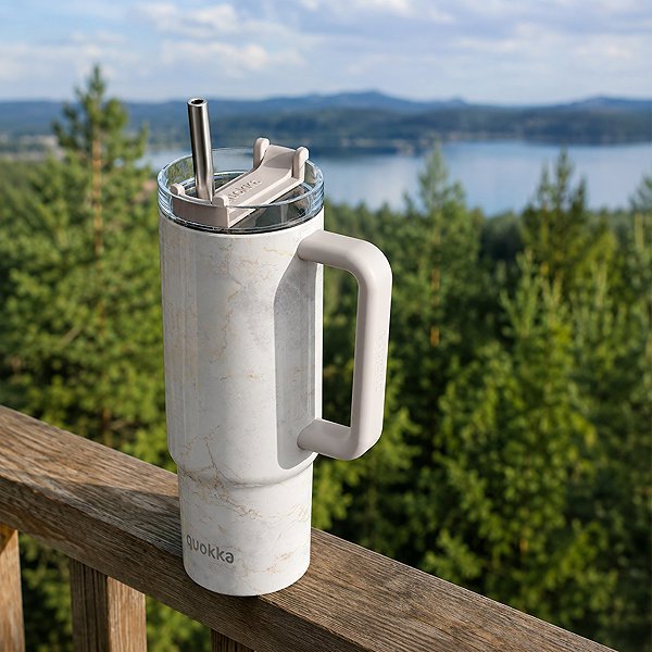 Thermal Mug Quokka Vibe Thermal Mug with Straw, 880ml, marble ...