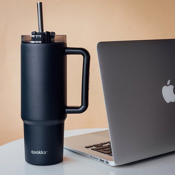 Thermal Mug Quokka Thermal Mug Vibe with Straw, 880ml, Black ...