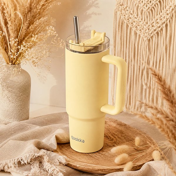 Thermal Mug Quokka Vibe Thermal Mug with Straw, 880ml, Light Yellow ...