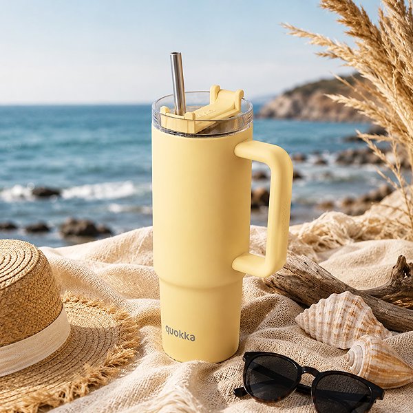 Thermal Mug Quokka Vibe Thermal Mug with Straw, 880ml, Light Yellow ...