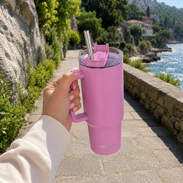 Thermal Mug Quokka Stream with Straw 950ml, Blossom Pink ...