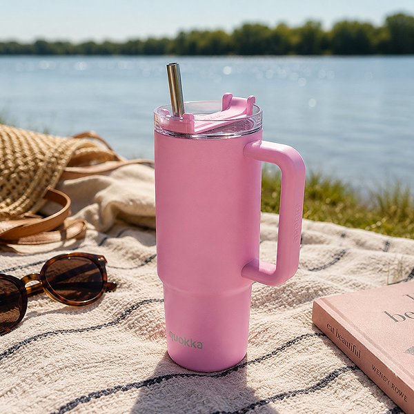 Thermal Mug Quokka Stream with Straw 950ml, Blossom Pink ...