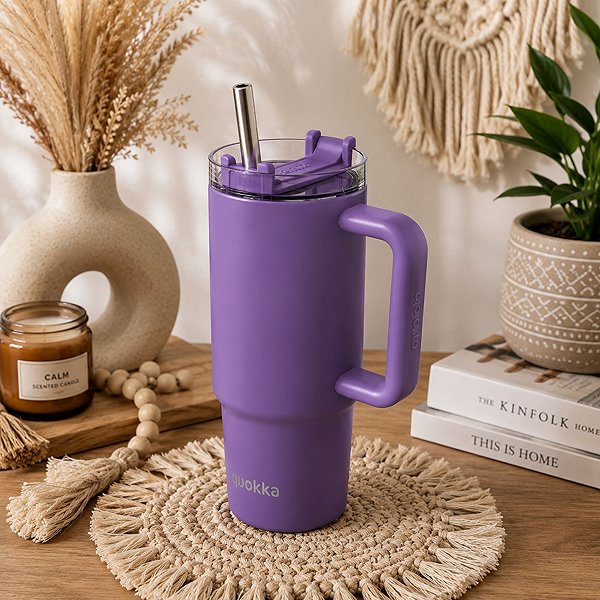 Thermal Mug Quokka Stream with Straw 950ml, Amethyst Purple ...