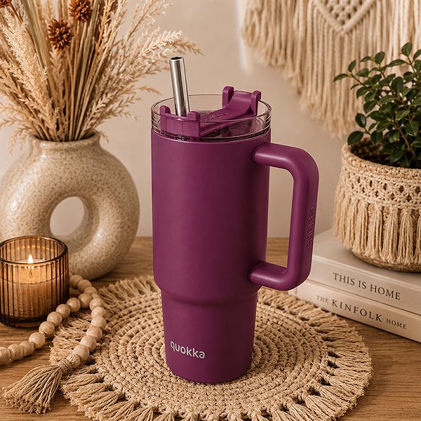 Thermal Mug Quokka Stream with Straw 950ml, Burgundy ...