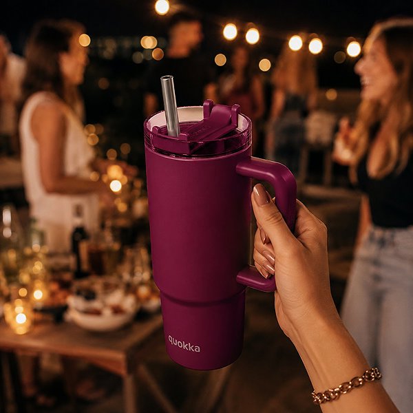Thermal Mug Quokka Stream with Straw 950ml, Burgundy ...
