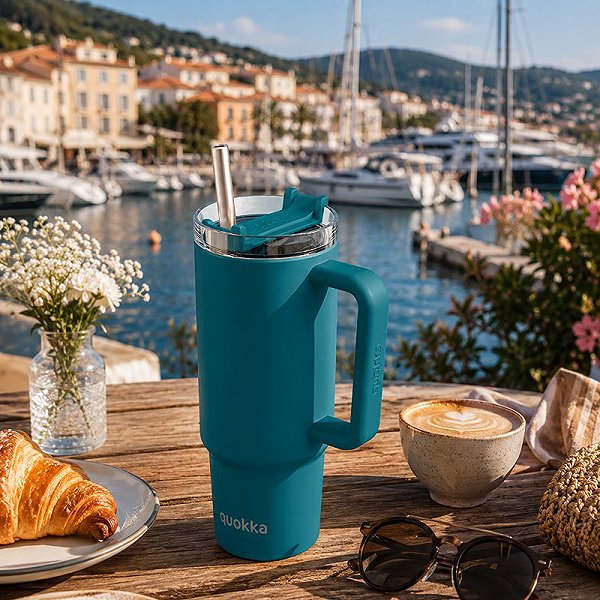 Thermal Mug Quokka Stream with Straw 950ml, Midnight green ...