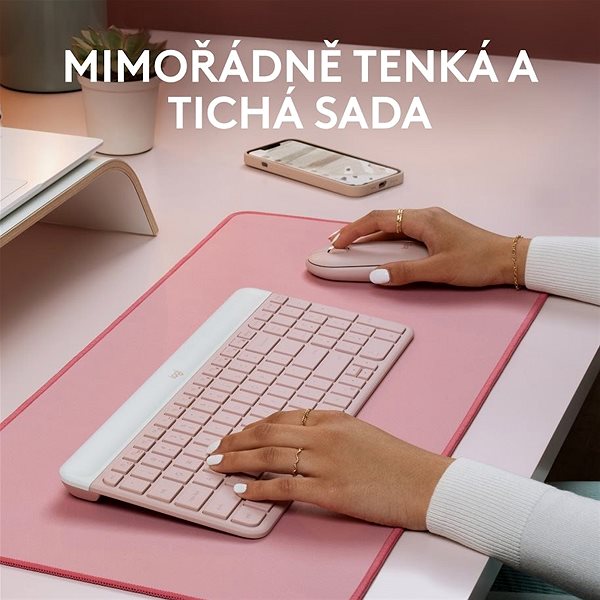 Keyboard and Mouse Set Logitech Slim Wireless Combo MK470, pink - US ...