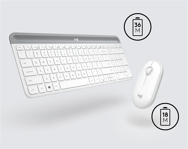Tastatur/Maus-Set Logitech Slim Wireless Combo MK470 - weiß - DE Tastatur