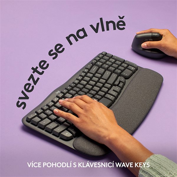 Keyboard Logitech Wave Keys Wireless Ergonomic Keyboard Graphite - CZ/SK ...