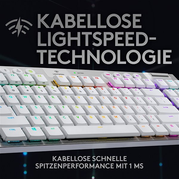 Gaming-Tastatur Logitech G915 LIGHTSPEED US INT GL Tactile White Mermale/Technologie