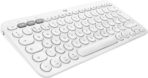 Tastatur Logitech Bluetooth Multi-Device Keyboard K380 für Mac, weiß - UK Seitlicher Anblick