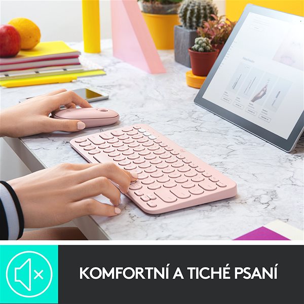 Billentyűzet Logitech Bluetooth Multi-Device Keyboard K380 Mac-hez, rózsaszín - US INTL Képernyő
