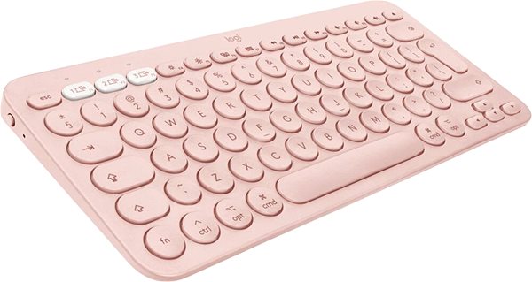 Klávesnica Logitech Bluetooth Multi-Device Keyboard K380 pre Mac, ružová – CZ + SK Bočný pohľad