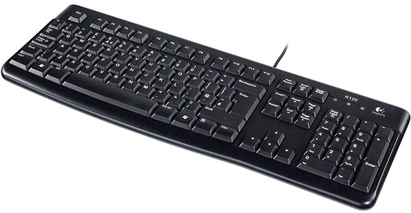 Klávesnica Logitech Keyboard K120 (RU) Bočný pohľad