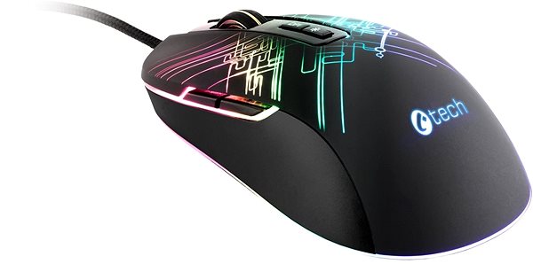 Gaming-Maus C-TECH Dusk GM-27L Gaming Mouse - schwarz Seitlicher Anblick
