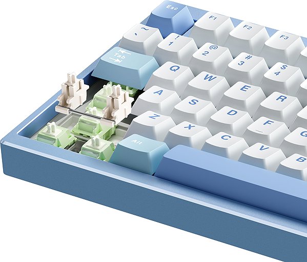 Keyboard MCHOSE GX87 Lite Aluminum Custom QMK/VIA Mechanical Matcha Latte Switch - Blue Nano Spraying ...