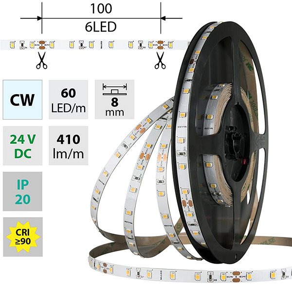 LED Light Strip McLED Set LED strip 7 m with driver, CW, 4,8 W/m ...
