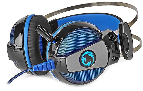 Herné slúchadlá Nedis Herný headset GHST500BK s mikrofónom, zvuk 7.1, LED, USB, kábel 2,1 m, čierno-modrý ...