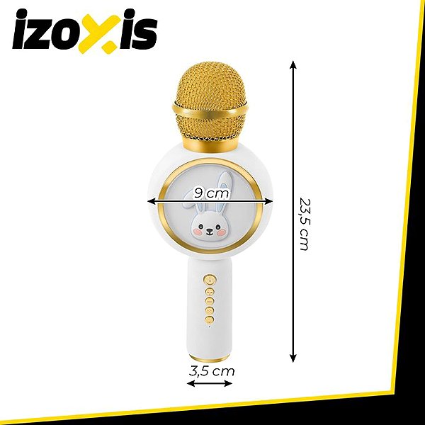 Izoxis 27047 Wireless karaoke Bluetooth bunny microphone, 800 mAh, white.