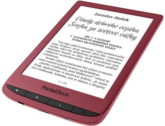 eBook-Reader PocketBook 628 Touch Lux 5 Ruby Red Bodenseite