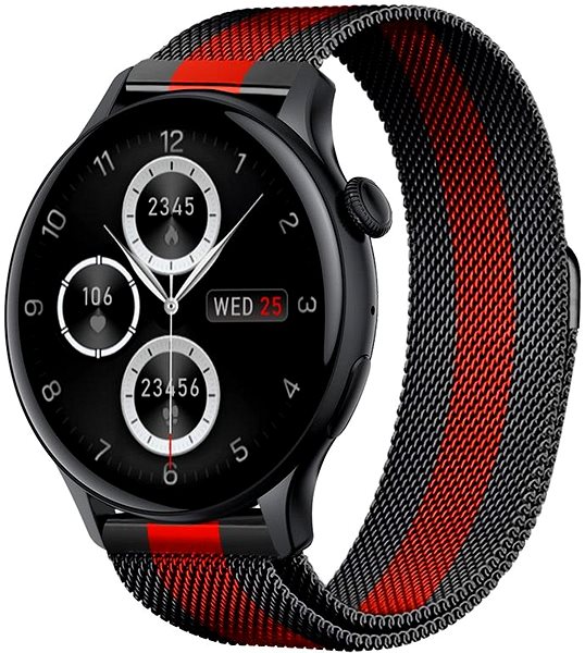 Smart hodinky Madvell Talon čierna s čierno-červeným remienkom Milánsky ťah ...