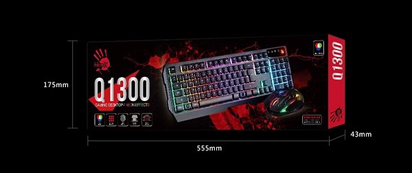 Keyboard and Mouse Set A4tech Bloody Q1300 CZ Packaging/box