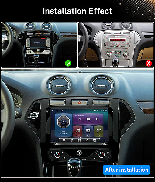 Mekede Car Stereo Ford Mondeo MK4 2007 - 2010 with Android, CarPlay, Bluetooth, frame type 