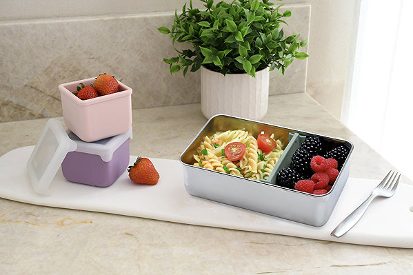 Lunch Box Melii Stainless Steel Bento Box 740 ml with Silicone Lid Green ...