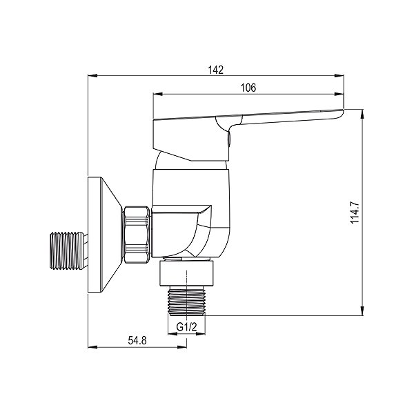 Tap Mereo Shower wall mixer, Zuna, 150 mm, without accessories, chrome Technical draft