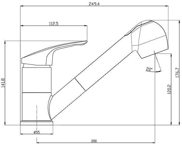 Tap Mereo Sink mixer, Sonata, with pull-out shower, chrome ...