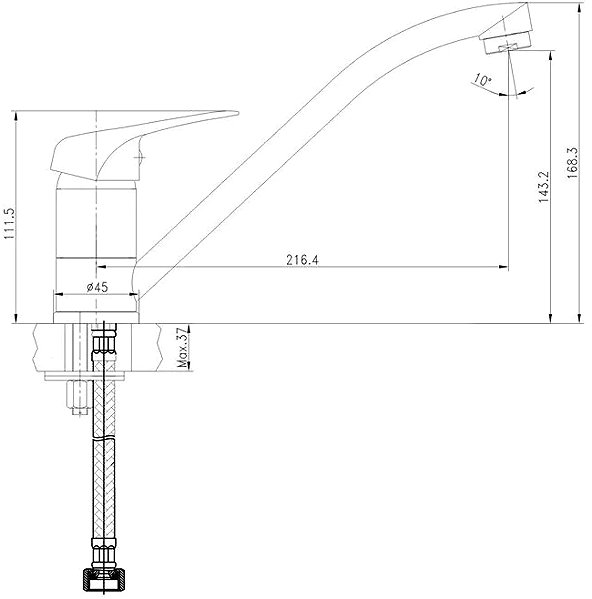 Tap Mereo Single lever basin mixer, Lila, with flat handle 170 mm, chrome ...