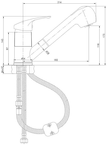Tap Mereo Sink mixer with pull-out shower, Lila, chrome ...