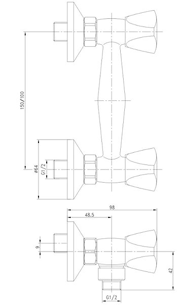 Tap Mereo Wall-mounted shower mixer, Kasia, 150 mm, without accessories, chrome ...