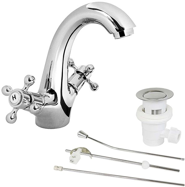 Tap Mereo Washbasin mixer, Retro Victoria, with spout, chrome ...